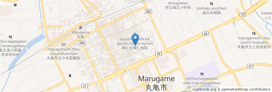 Mapa de ubicacion de ふたば西保育園 en 日本, 香川县, 丸龟市.