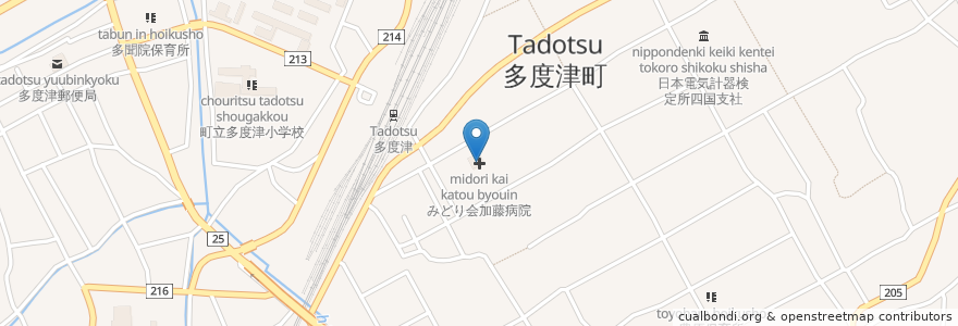 Mapa de ubicacion de みどり会加藤病院 en اليابان, كاغاوا, 仲多度郡, 多度津町.