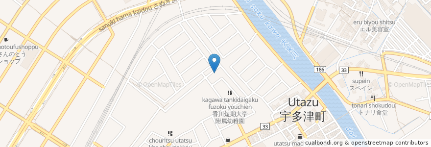 Mapa de ubicacion de わかくさ北保育園 en ژاپن, 香川県, 綾歌郡, 宇多津町.
