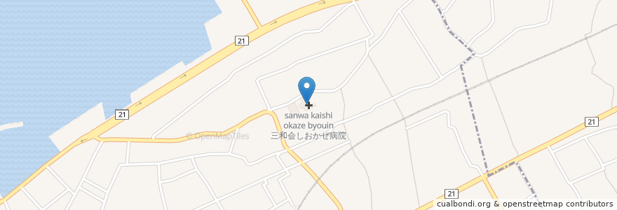 Mapa de ubicacion de 三和会しおかぜ病院 en Japan, Präfektur Kagawa, 仲多度郡, 多度津町.