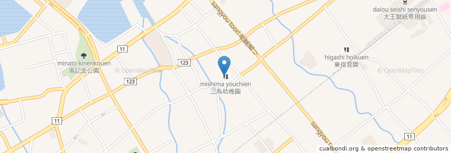 Mapa de ubicacion de 三島幼稚園 en Japon, Préfecture D'Ehime, 四国中央市.