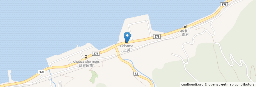 Mapa de ubicacion de 下灘郵便局 en Jepun, 愛媛県, 伊予市.