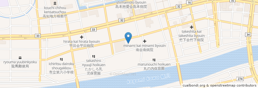 Mapa de ubicacion de 中国四国管区行政評価局四国行政評価支局高知行政評価事務所 en Japonya, 高知県, 高知市.