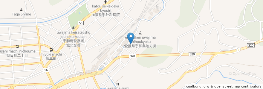 Mapa de ubicacion de 中国四国農政局愛媛農政事務所大洲統計・情報センター宇和島庁舎 en ژاپن, 愛媛県, 宇和島市.