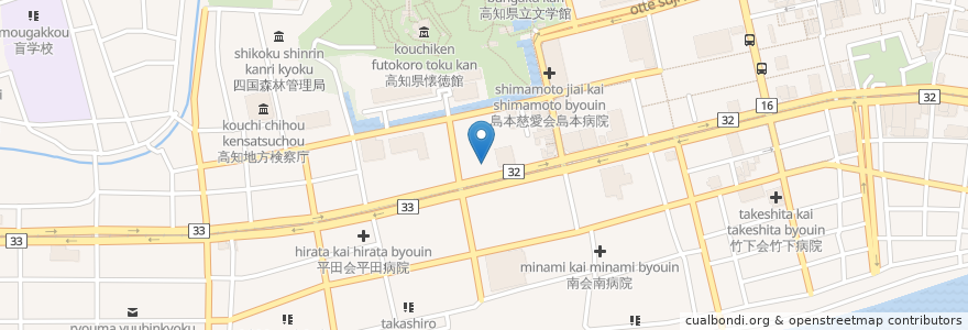 Mapa de ubicacion de 中小企業金融公庫高知支店 en Japon, Préfecture De Kōchi, 高知市.
