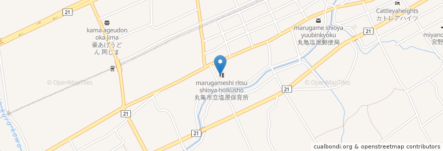 Mapa de ubicacion de 丸亀市立塩屋保育所 en Japan, 香川県, 丸亀市.