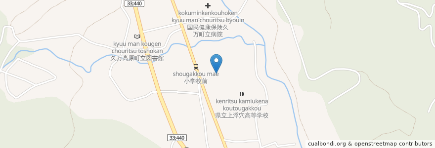 Mapa de ubicacion de 久万幼稚園 en Japón, Prefectura De Ehime, 上浮穴郡, 久万高原町.