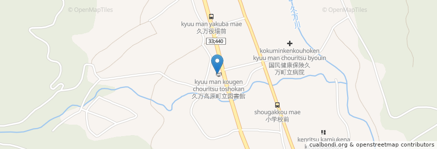 Mapa de ubicacion de 久万高原町立図書館 en Japan, Ehime Prefecture, Kamiukena County, Kumakogen.