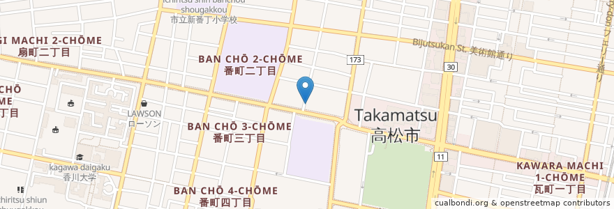 Mapa de ubicacion de 五番丁病院 en Jepun, 香川県, 高松市.