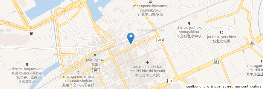 Mapa de ubicacion de 仁寿会吉田病院 en Jepun, 香川県, 丸亀市.