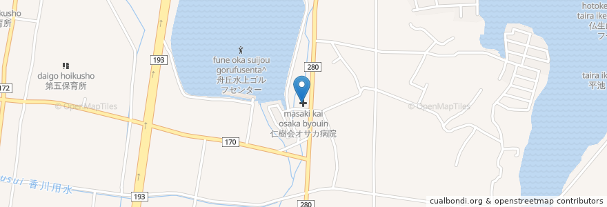 Mapa de ubicacion de 仁樹会オサカ病院 en Japan, Präfektur Kagawa, 高松市.