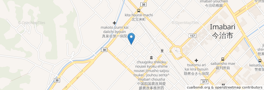 Mapa de ubicacion de 今治北日吉郵便局 en Giappone, Prefettura Di Ehime, 今治市.