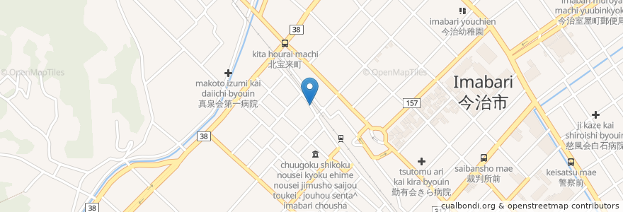 Mapa de ubicacion de 今治警察署駅前交番 en Japon, Préfecture D'Ehime, Imabari.