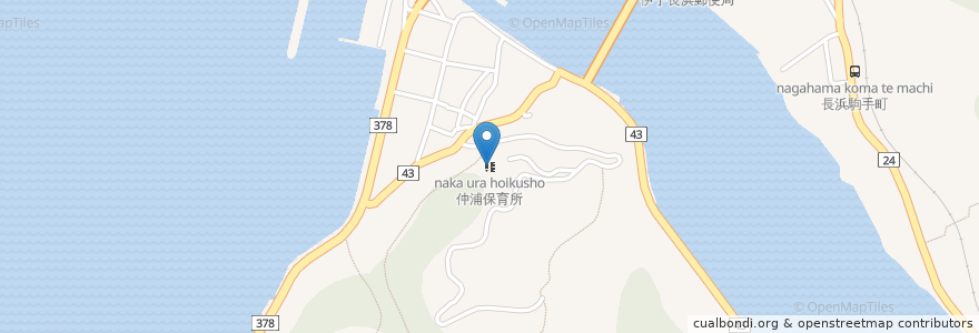 Mapa de ubicacion de 仲浦保育所 en Japan, Ehime Prefecture, Ozu.
