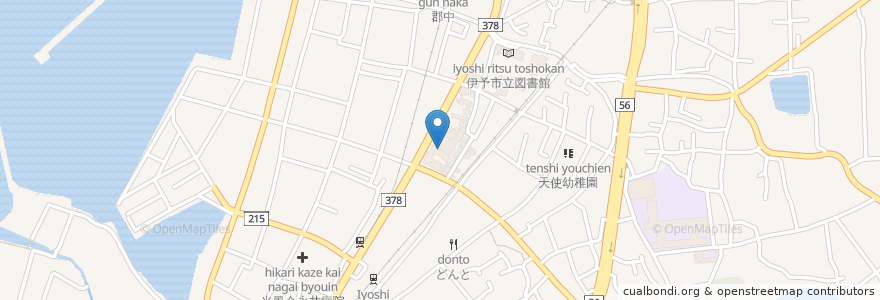 Mapa de ubicacion de 伊予市役所 (Iyo City Hall) en 日本, 愛媛県, 伊予市.