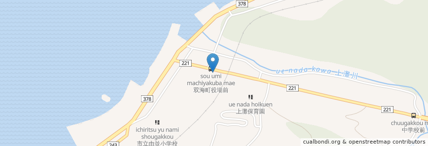 Mapa de ubicacion de 伊予消防等事務組合伊予消防署双海出張所 en 日本, 愛媛県, 伊予市.