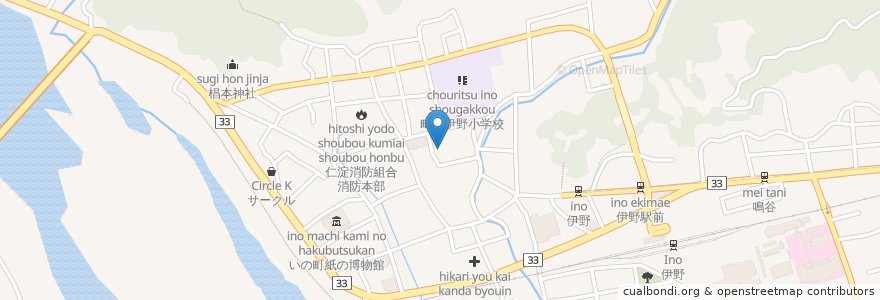 Mapa de ubicacion de 伊野保育園 en Jepun, 高知県, 吾川郡, いの町.