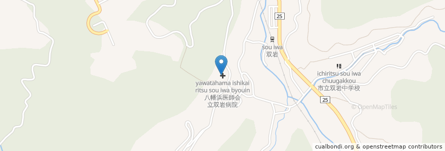 Mapa de ubicacion de 八幡浜医師会立双岩病院 en Japon, Préfecture D'Ehime, 八幡浜市.