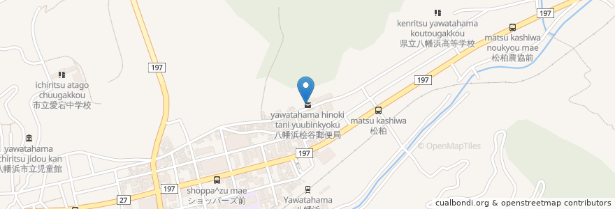 Mapa de ubicacion de 八幡浜桧谷郵便局 en 日本, 爱媛县, 八幡浜市.
