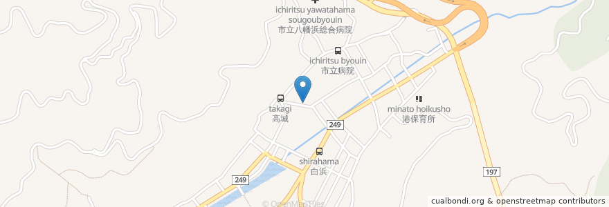Mapa de ubicacion de 八幡浜警察署白浜連絡所 en Japon, Préfecture D'Ehime, 八幡浜市.