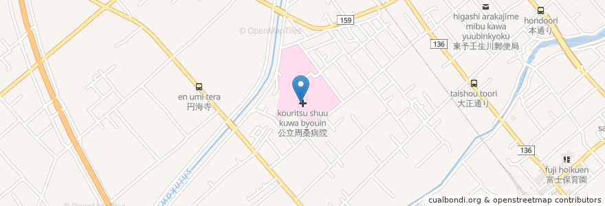 Mapa de ubicacion de 公立周桑病院 en Japão, 愛媛県, 西条市.