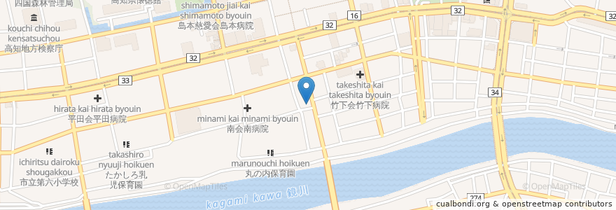 Mapa de ubicacion de 共生会下司病院 en 일본, 고치현, 고치시.