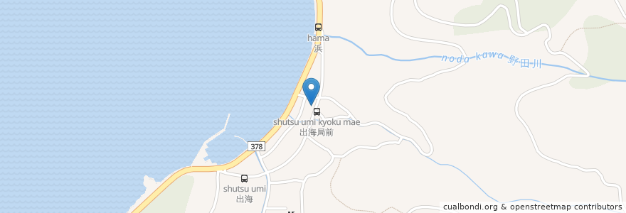 Mapa de ubicacion de 出海郵便局 en 日本, 愛媛県, 大洲市.