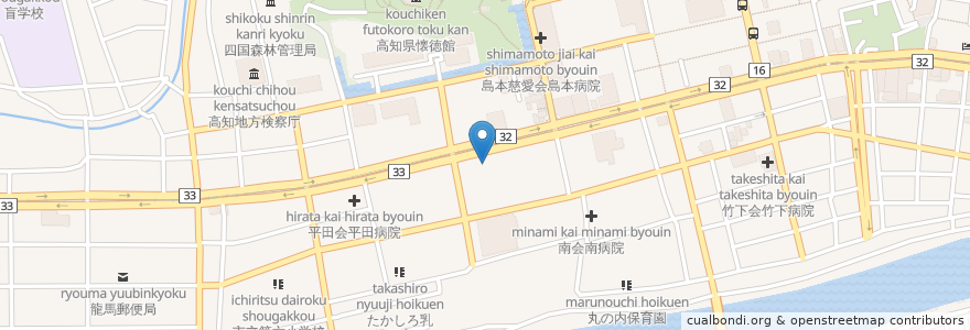 Mapa de ubicacion de 労働者健康福祉機構高知産業保健推進センター en Japão, 高知県, 高知市.