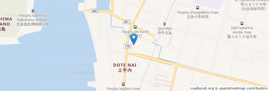 Mapa de ubicacion de 北条愛児園 en 일본, 에히메현, 松山市.