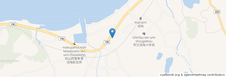 Mapa de ubicacion de 北条浅海郵便局 en 日本, 愛媛県, 松山市.