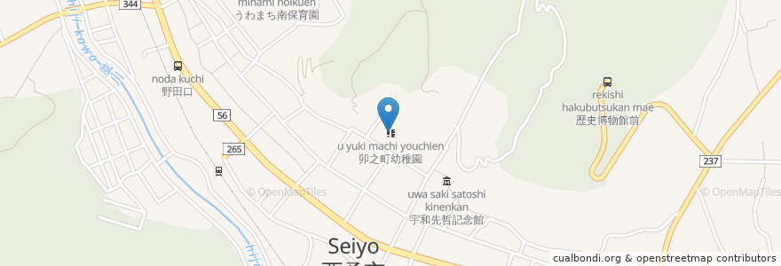 Mapa de ubicacion de 卯之町幼稚園 en Japon, Préfecture D'Ehime, 西予市.