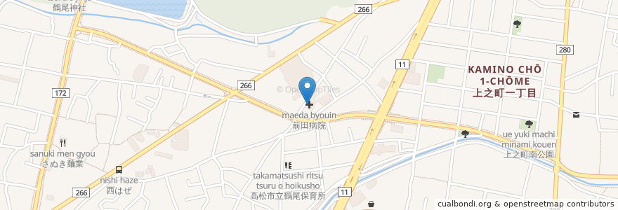 Mapa de ubicacion de 前田病院 en ژاپن, 香川県, 高松市.