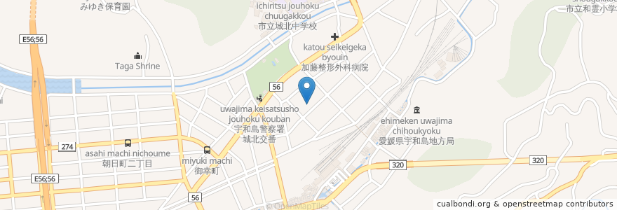 Mapa de ubicacion de 和霊保育園 en Japan, Ehime Prefecture, Uwajima.