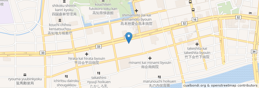 Mapa de ubicacion de 商工組合中央金庫高知支店 en Japan, Präfektur Kōchi, 高知市.