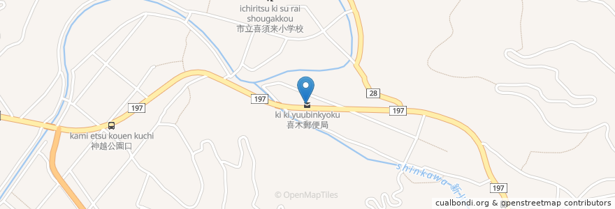 Mapa de ubicacion de 喜木郵便局 en اليابان, 愛媛県, 八幡浜市.
