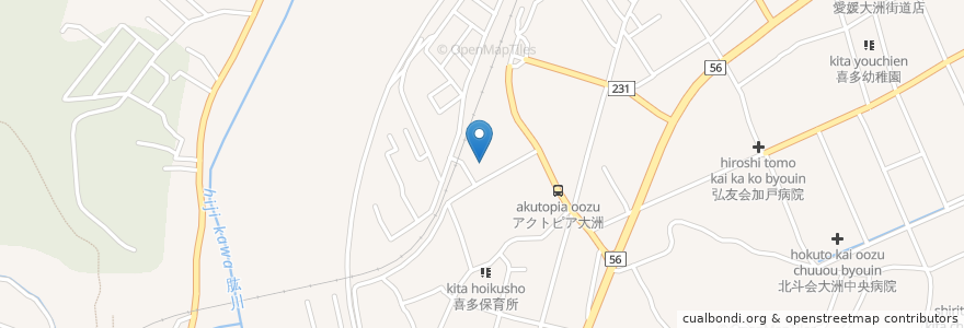 Mapa de ubicacion de 四国地方整備局大洲河川国道事務所 en ژاپن, 愛媛県, 大洲市.