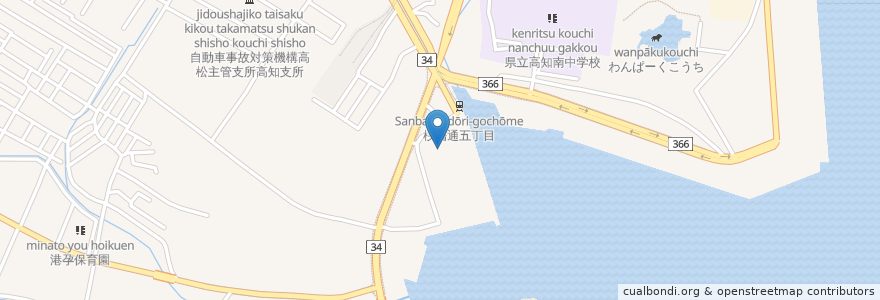 Mapa de ubicacion de 四国運輸局高知運輸支局(本庁舎) en Japón, Prefectura De Kōchi, 高知市.