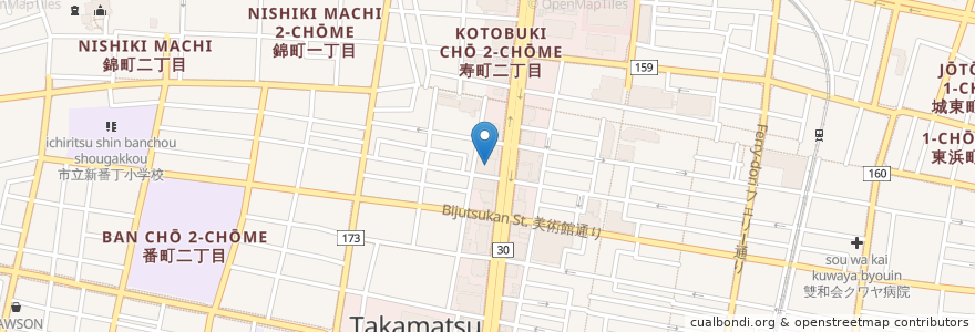 Mapa de ubicacion de 国民生活金融公庫 en Japan, 香川県, 高松市.