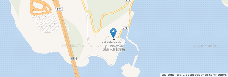 Mapa de ubicacion de 坂出与島郵便局 en Япония, Кагава, 坂出市.