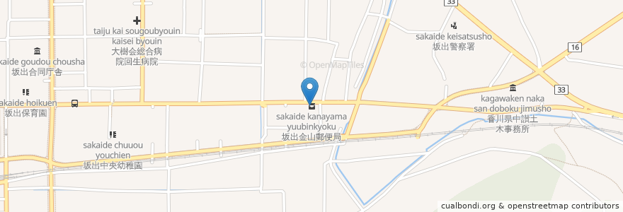 Mapa de ubicacion de 坂出金山郵便局 en ژاپن, 香川県, 坂出市.