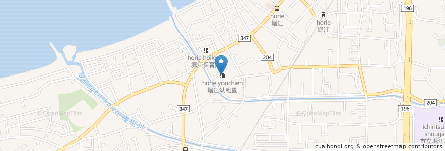 Mapa de ubicacion de 堀江幼稚園 en Giappone, Prefettura Di Ehime, 松山市.