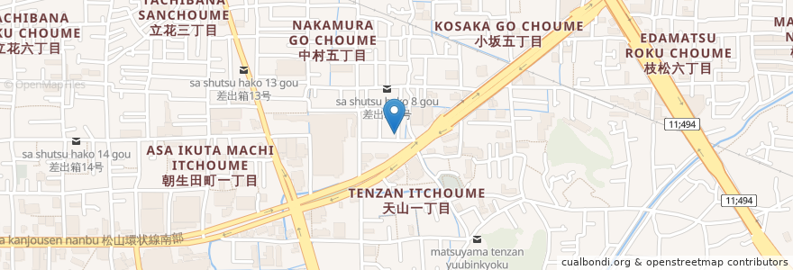 Mapa de ubicacion de 大寿会大野病院 en ژاپن, 愛媛県, 松山市.
