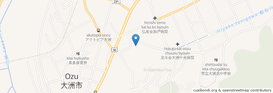 Mapa de ubicacion de 大洲乳児保育所 en Japón, Prefectura De Ehime, 大洲市.