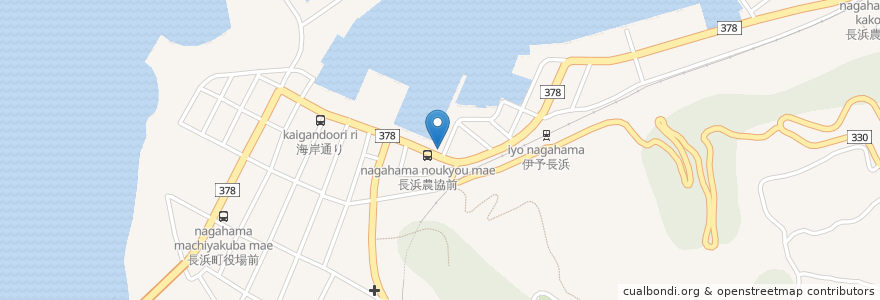 Mapa de ubicacion de 大洲警察署長浜交番 en Japão, 愛媛県, 大洲市.