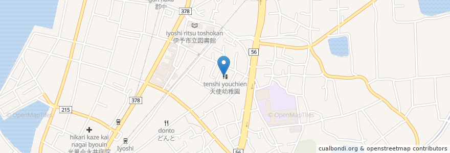 Mapa de ubicacion de 天使幼稚園 en 日本, 愛媛県, 伊予市.