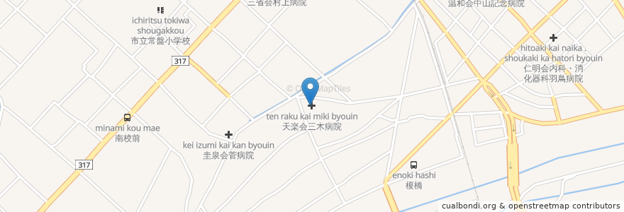 Mapa de ubicacion de 天楽会三木病院 en Jepun, 愛媛県, 今治市.