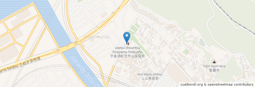 Mapa de ubicacion de 宇多津町立平山保育所 en Japón, Prefectura De Kagawa, 綾歌郡, 宇多津町.