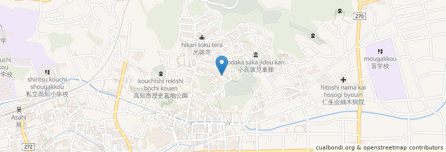 Mapa de ubicacion de 宮前保育園 en Japan, Präfektur Kōchi, 高知市.