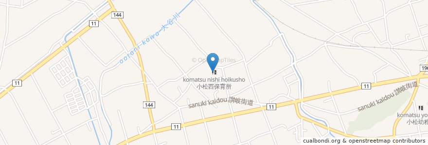Mapa de ubicacion de 小松西保育所 en 日本, 愛媛県, 西条市.