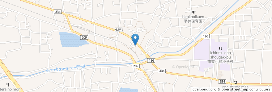 Mapa de ubicacion de 小野郵便局 en 日本, 愛媛県, 松山市.